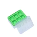 Molde de cubitos de hielo de silicona 6 rejillas con tapa transparente diseño bloque - Estilo Gema / Verde