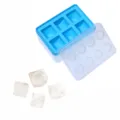 Bac à glaçons en silicone avec couvercle, moule à glace forme bloc pour boissons. - Style Pierre Précieuse / Bleu