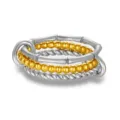 Bague empilable multicouche en acier inoxydable avec anneaux en bambou, perles et corde tressée. - Bicolore Or et Argent
