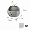 Cestino portaoggetti da parete grigio a forma di mela con fori di drenaggio e gancio. - Tipo con Adesivo / Grigio