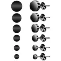 Set de boucles d'oreilles puces rondes en acier noir, bijoux minimalistes pour femme. - Noir