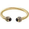 Bracelet manchette torsadé doré avec embouts à motif damier noir pour bijoux hommes. - Or