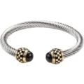Bracelet manchette minimaliste à carreaux en acier titane pour homme avec câble bicolore - Deux couleurs