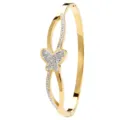 Bracelet jonc charnière papillon strass or en acier inoxydable bijoux femme élégant - Or