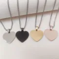 Ensemble de collier pendentif cœur en acier inoxydable, quatre couleurs argent or. - Acier