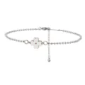 Chaine de cheville trèfle à quatre feuilles en acier inoxydable argenté bijou plage femme - Blanc Acier