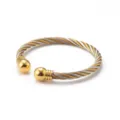 Bracelet manchette en câble tordu en acier inoxydable bicolore avec boules lisses pour vous. - Couleur Personnalisée
