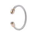 Bracelet manchette jonc cable torsade bicolore en acier inoxydable pour homme chic. - Motif Torsadé / Or Bicolore (Tête en Acier)