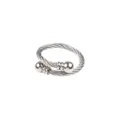 Bague ajustable en acier titane avec fil torsadé et boules métalliques pour un style unique. - Taille Ouverte Réglable / Argent