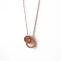 Collier double anneau chiffres romains zircon acier titane or rose pour femme bijoux - Or rose