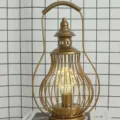 LED iron art pagoda table lamp retro decorative vintage night light for home bar decor - Warm White