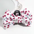 Cute cherry print bow hair claw clip fabric sweet shark clip accessory for daily styling. - White Bear Cherry