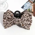 Leopard print fabric bow hair claw clip, elegant and versatile hair accessory for women. - Small Leopard Print