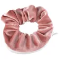 Pink velvet hair scrunchie with hidden zipper pocket minimalist ponytail holder accessory - Pink Zipper Scrunchie