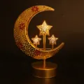 Variante de lámpara LED de hierro con luna y estrella dorada, luz nocturna decorativa para habitación. - Estilo de Luna Con Tres Estrellas