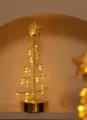 Goldener LED-Weihnachtsbaum Tischleuchte warme Umgebungsbeleuchtung Detailaufnahme - 4.5V / Gold / Warmweiß