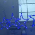Blauwe LED ster gordijn lichtketting, decoratieve verlichting voor kamer Kerstmis vakantie. - Blauw
