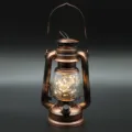 Vintage LED camping lantern, retro rechargeable copper hurricane light for outdoor tents. - Copper Wire Light