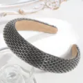 Silver beaded wide padded headband fashion braided hair hoop elegant hair accessories for women - Woven Beaded Style / Gray