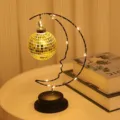 Moon LED copper wire desk lamp with disco ball, creative decorative night light for gifts. - Mosaic
