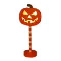 Halloween LED houten pompoen nachtlampje, feestelijk tafeldecor, gloeiende spookachtige feestverlichting. - Pompoen met Lang Blad / 1 Stuk