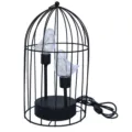 Zwarte ijzeren vogelkooi LED nachtlamp met twee vogel lampjes voor sfeervolle decoratie. - Dubbele Vogelkooi / USB