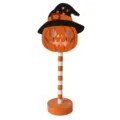 Halloween houten pompoen LED nachtlampje tafeldecoratie feest feestartikelen nieuw - Pompoen met Hoed / 1 Stuk
