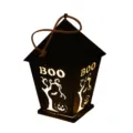 Halloween hangende LED decoratieve lantaarn, zwart uitgehold ontwerp met touw handvat. - Holle Hut / Zwart huis Boo