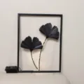 Decorazione da parete in metallo nero foglie di ginkgo con luci LED per soggiorno casa. - Stile Foglia di Ginkgo / 30x40cm