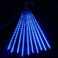 Blue LED Meteor Shower Light String Waterproof Outdoor Tree Hanging Decoration - Plug-in Type (Set of 8) / 30cm / Blue