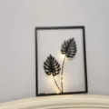 Elegante decorazione murale foglia monstera in metallo nero con luci LED nel telaio. - Stile Foglia di Monstera / 30x40cm