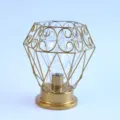 Gouden ijzeren diamant LED tafellamp decoratieve verlichting voor slaapkamer bureau - Gouden Diamant Geometrische Stijl (Goud Warm Wit 05) / Batterijgevoed