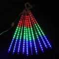 Solar meteor shower LED light string outdoor waterproof cascade holiday hanging decoration - Plug-in Type (Set of 8) / 30cm / Variegated