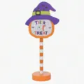Halloween feest decoratieve houten LED lamp tafel bord heksenhoed en pompoen ontwerp - Paarse Geest