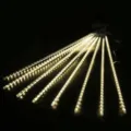 Solar LED meteor shower lights waterproof cascading rain tube string lights for outdoor tree decor - Plug-in Type (Set of 8) / 30cm / Warm White