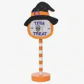 Halloween houten pompoen heksenhoed tafeldecoratie met verlichting voor feest en sfeer. - Zwarte Schedel