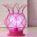 LED ananas tafellamp roze draadframe nachtlampje huisdecoratie creatieve kamerverlichting - Warm Licht Roze