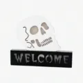 Halloween schedel LED bord feest hangende decoratie lamp griezelige goth huis decoratie cadeau - Witte Schedel