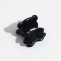 Black cute mini bear hair claw clip detail shot, sweet style small hair accessory for bangs. - Black