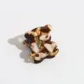 Cute mini bear hair claw clip with classic tortoiseshell pattern, perfect for side hair or bangs styling. - Brown and White