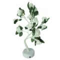 Witte LED rozenboom lamp met witte bloemen en groene bladeren als decoratief nachtlampje. - Witte Stijl met Bladeren