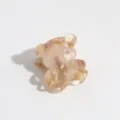 Close-up detail of cute mini bear hair claw clip, aesthetic beige acrylic hair accessory for bang. - Transparent Khaki