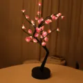 LED kersenbloesem boom lamp romantische nachtlamp voor slaapkamer USB bureaulamp decor - Rode Pruimenboom