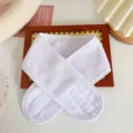 Diadema de maquillaje de felpa blanca suave con cinta ajustable para la rutina de cuidado facial. - Blanco