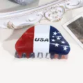 American flag hair claw clip, red white blue glitter star hair accessory for women girls. - Hair Claw / Semi-circle USA