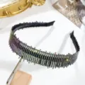 Serre-tête large strass brillant élégant noir bandeau pour femme accessoires cheveux - Style à Bord Bosselé / AB Strass Bord Bosselé