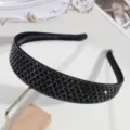 Serre-tête large étincelant en strass pour femmes, accessoire de cheveux en cristal élégant. - Carreaux Gris