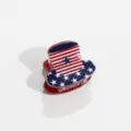Independence Day hair claw clip, American flag top hat design with glitter star and stripes. - 3D Top Hat Mini Hair Claw / Hat Style Red Base