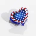 Mini pince à cheveux cœur drapeau américain avec étoiles pour fête nationale élégante. - Cœur Étoile Base Bleue
