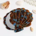 Ocean Series Shell Folding Makeup Mirror Portable Compact Cosmetic Pocket Mirror Elegant - Navy and Brown